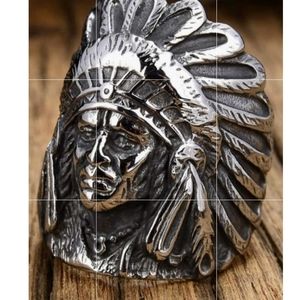 Stainless Steel Indian Chief Ring Size 7-13 Availa
